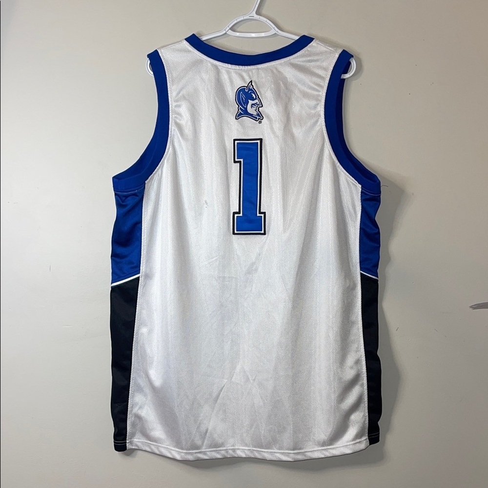 Champion Men's White and Blue Duke #1  Jersey #105 - Picture 7 of 10